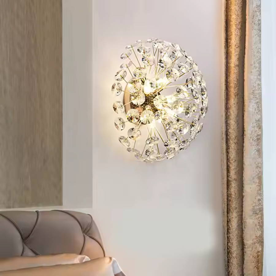MINUET Crystal Chandelier 4x G9, Diameter 35cm, Shiny Gold