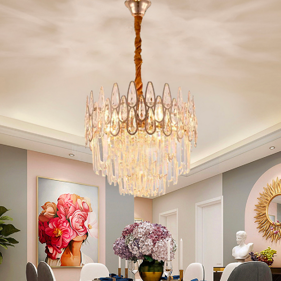 Crystal Chandelier ALHAMBRA Nobile 5x E14, Diameter 40cm, Shiny Gold, Adjustable Height