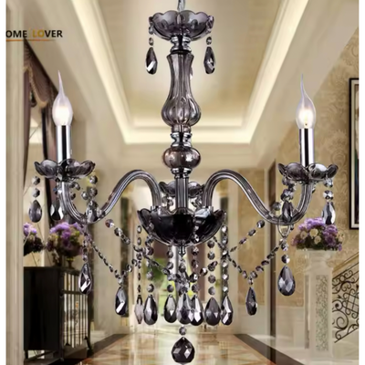 Crystal Cryedrich chandelier, 5xe14, 48cm diameter, black, adjustable height