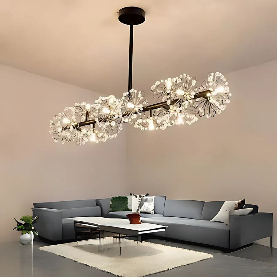 Cryordano crystal chandelier Giordano, 16x G4, 120cm length, black