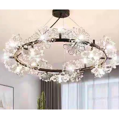 Crystal chandelier Petalo Lononi, 62cm diameter, 25xg4, black, adjustable height
