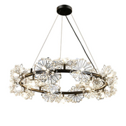 Crystal chandelier Petalo Lononi, 62cm diameter, 25xg4, black, adjustable height