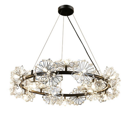Crystal chandelier Petalo Lononi, 62cm diameter, 25xg4, black, adjustable height