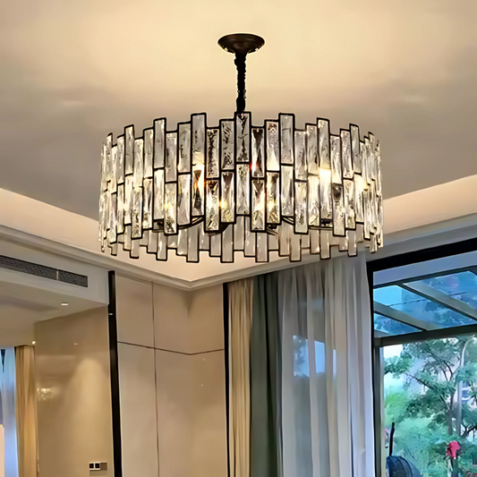Crystal Chandelier MALBORK Elegance 6xE27, Diameter 49cm, Black, Adjustable Height