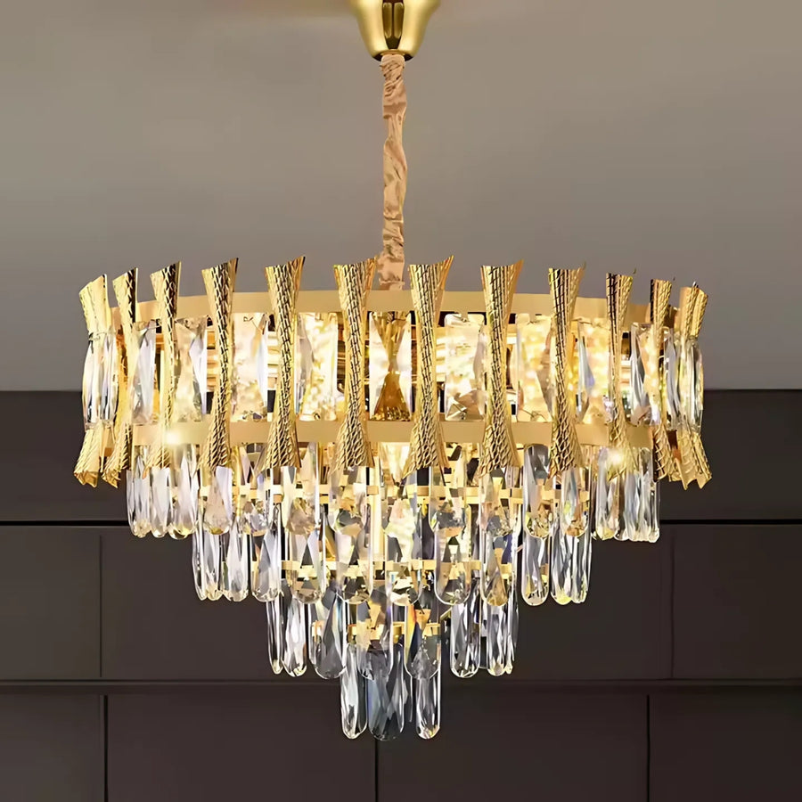BUCKINGHAM Nobile Crystal Chandelier 5xE14, Diameter 40cm, Gold, Adjustable Height