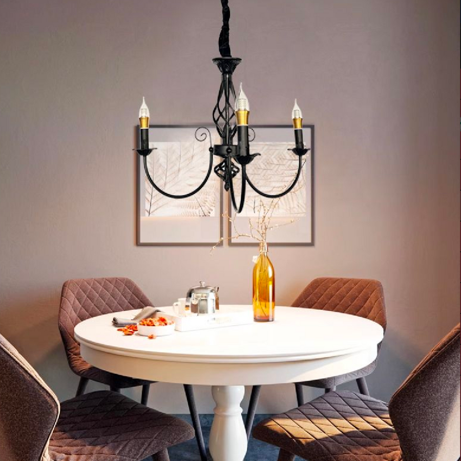 Mioara Crystal chandelier, 3xe14, black, adjustable height