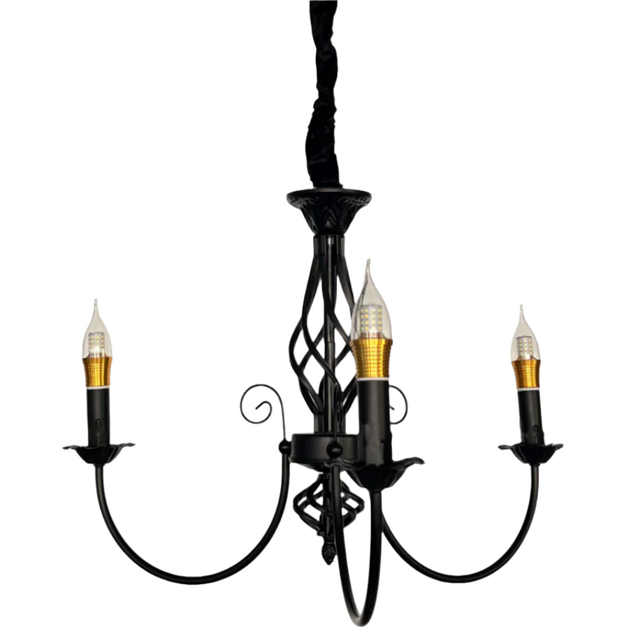 Mioara Crystal chandelier, 3xe14, black, adjustable height