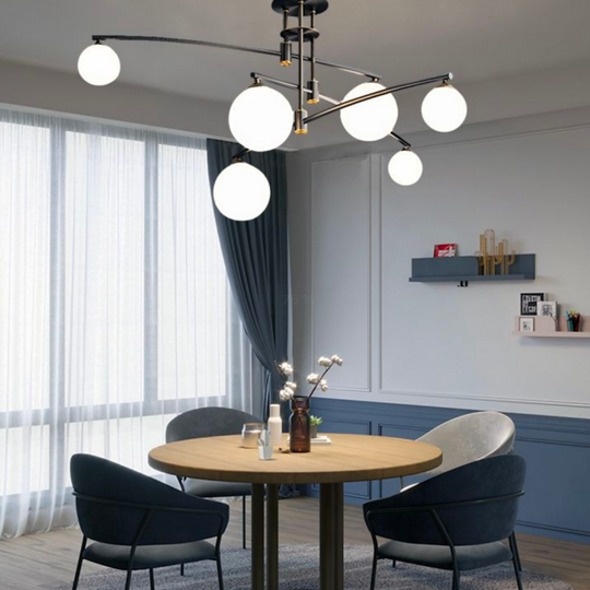 Chandelier with Round Shade, PENTHOUSE Dome, 6x G9, Black, Metal Modern Chandeliers Default Title Alessandro Design