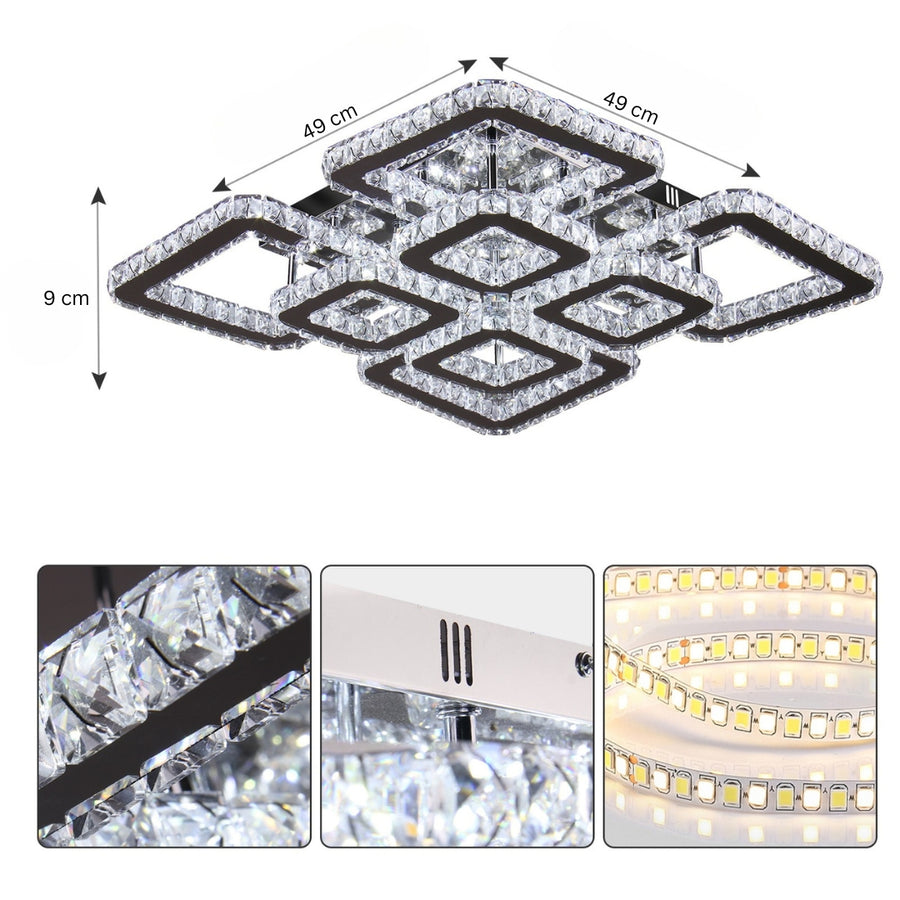 Quadria Supremo LED Chandelier, 5X Elements, RGB 198W, Premium Chrome &amp; Stainless Steel, Warm/Cold/Neutral light