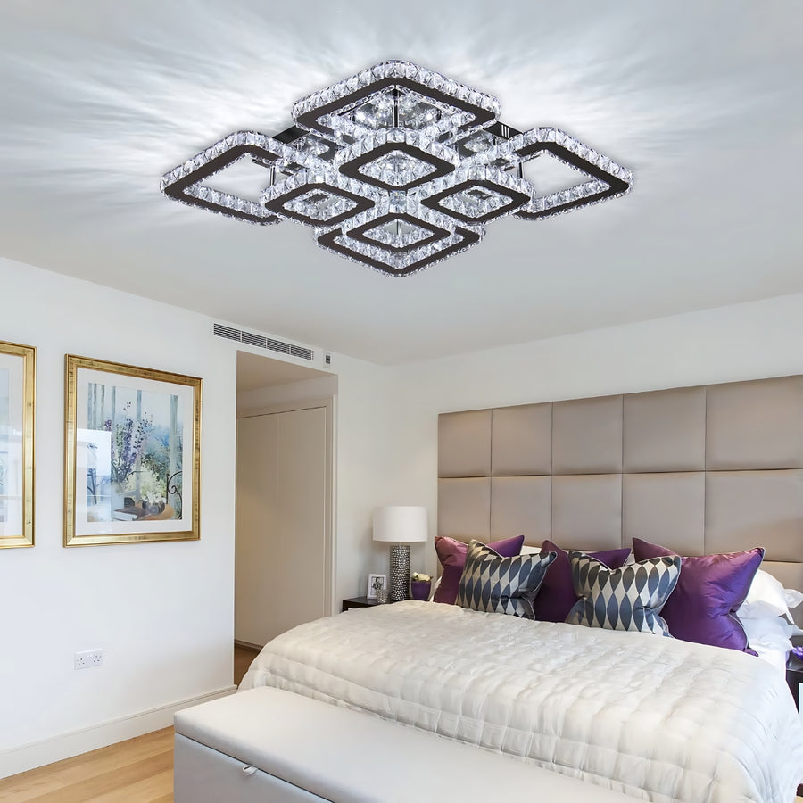 Quadria Supremo LED Chandelier, 5X Elements, RGB 198W, Premium Chrome &amp; Stainless Steel, Warm/Cold/Neutral light