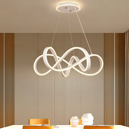 INFINITY Halo LED Pendant Chandelier with Remote Control, 138W, Adjustable Height, Cold/Warm/Neutral Light, Dimmable, White