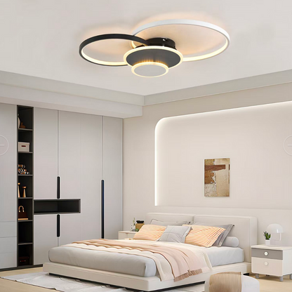 Libra LED Chandelier with Remote Control, 120W, White with Black, Acrylic, Dimmable