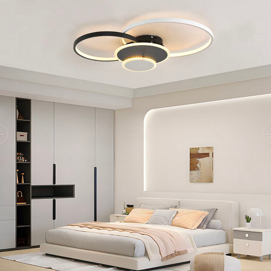 Libra LED Chandelier with Remote Control, 120W, White with Black, Acrylic, Dimmable
