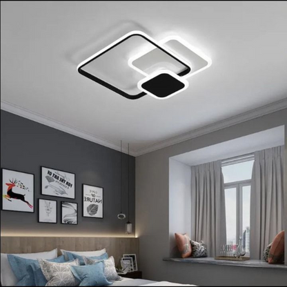LED chandelier with anemona remote control, 75W, 3 squares, cold/hot/neutral light, unstable, black