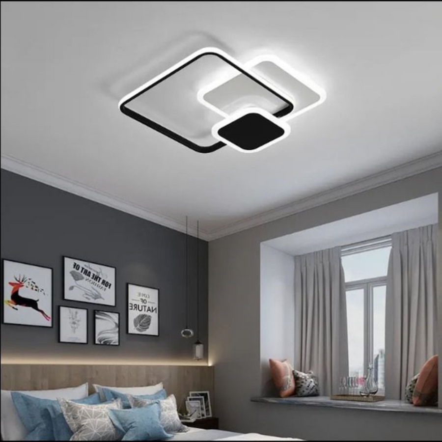 LED chandelier with anemona remote control, 75W, 3 squares, cold/hot/neutral light, unstable, black