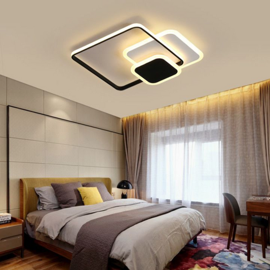 LED chandelier with anemona remote control, 75W, 3 squares, cold/hot/neutral light, unstable, black