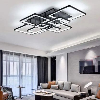 LED chandelier with remote control ELLA 203W, 8 Squares, Cold/Warm/Neutral light, Dimmable, Black
