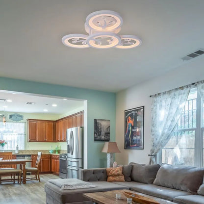 LED chandelier with Daisy remote control, 4 elements, 49w, cold/hot/neutral light, unstable, white with crystal