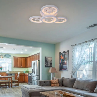 LED chandelier with Daisy remote control, 4 elements, 49w, cold/hot/neutral light, unstable, white with crystal