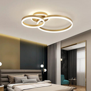 LED chandelier with remote control Elisabeth, 72W, 2 circles, cold/hot/neutral light, unkind, golden