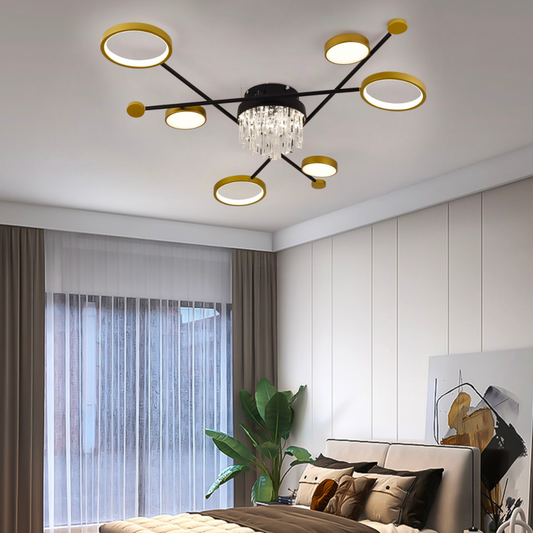 LED chandelier with remote control, velo, 38w, black gold