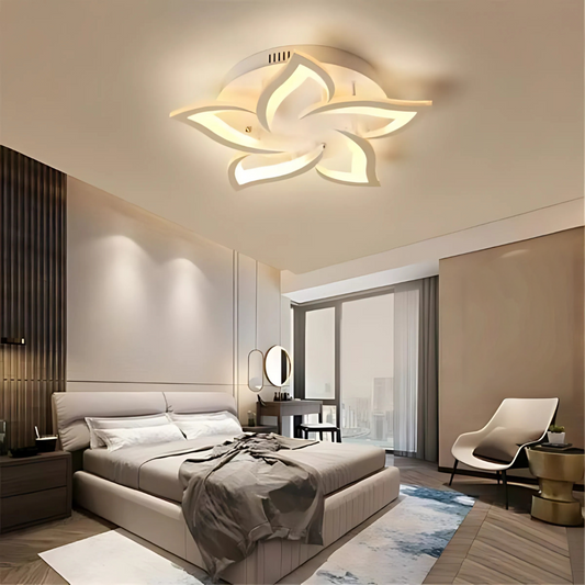 LED chandelier with remote control LOTUS 74W, 5 Petals, Cold/Warm/Neutral light, Dimmable, White