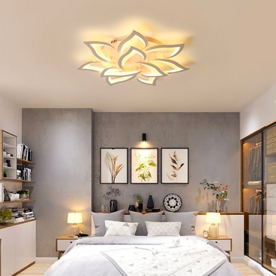 LED chandelier with Lotus remote control, 110W, 9 petals, cold/hot/neutral light, unstable, white