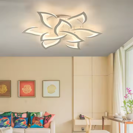 LED chandelier with remote control LOTUS 92W, 9 Petals, Cold/Warm/Neutral light, Dimmable, White