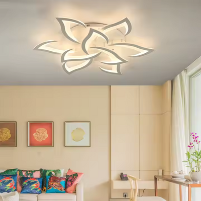 LED chandelier with remote control LOTUS 92W, 9 Petals, Cold/Warm/Neutral light, Dimmable, White