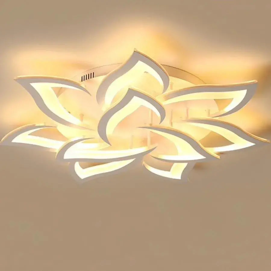 LED chandelier with Lotus remote control, 110W, 9 petals, cold/hot/neutral light, unstable, white