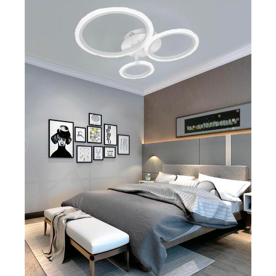 LED Chandelier with Remote Control Betty 3 Circles Cold/Warm/Neutral Light 41W Dimmable White