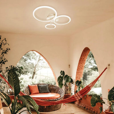 LED Chandelier with Remote Control Betty 3 Circles Cold/Warm/Neutral Light 41W Dimmable White