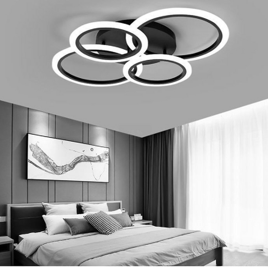 LED Chandelier with Remote Control Nathaniel 4 Circles 44W Cold/Warm/Neutral Light Dimmable Black 