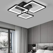 LED chandelier with remote control, zoe, 3 squares, 64W, cold/hot/neutral light, unstable, black