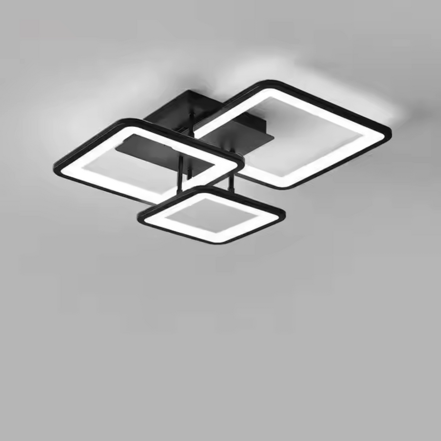 LED chandelier with remote control, zoe, 3 squares, 64W, cold/hot/neutral light, unstable, black