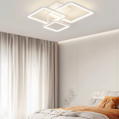 LED chandelier with remote control, zoe, 3 squares, 64W, cold/hot/neutral light, unstable, white