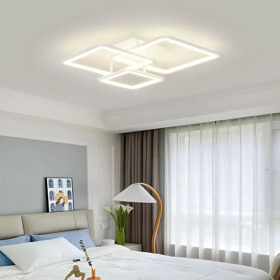 LED chandelier with remote control, zoe, 3 squares, 64W, cold/hot/neutral light, unstable, white