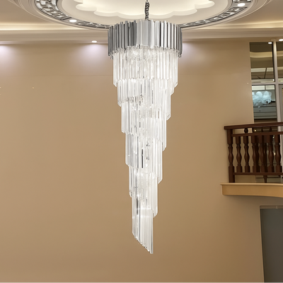 Crystal Chandelier BLOIS Ascender E14, Diameter 60cm, Silver, Adjustable Height