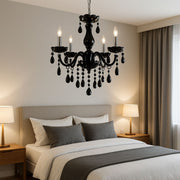 Crystal Cryedrich chandelier, 5xe14, 48cm diameter, black, adjustable height