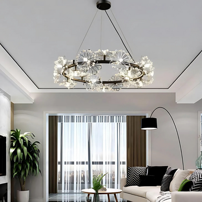 Crystal chandelier Petalo Lononi, 62cm diameter, 25xg4, black, adjustable height