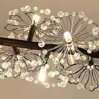 Crystal chandelier Petalo Lononi, 62cm diameter, 25xg4, black, adjustable height