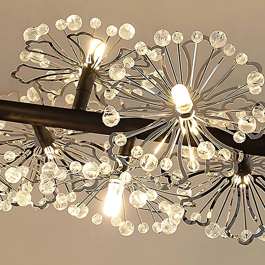 Crystal chandelier Petalo Lononi, 62cm diameter, 25xg4, black, adjustable height