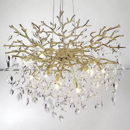 WALTZ Rhapsody Crystal Chandelier, 5x G9, Gold, 45cm, Adjustable Height