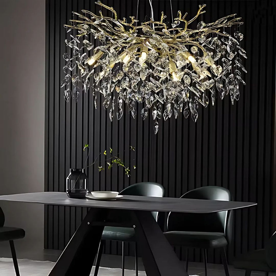 WALTZ Rhapsody Crystal Chandelier, 5x G9, Gold, 45cm, Adjustable Height