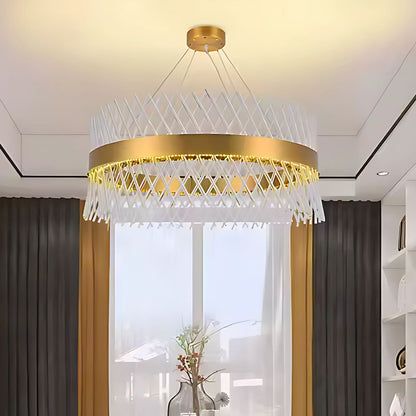 Candelabru Cristal ALHAMBRA Supremo, LED, 160W, Diametru 80cm, Lumina Calda/Rece/Neutra, Dimabil, Inaltime Reglabila, Auriu