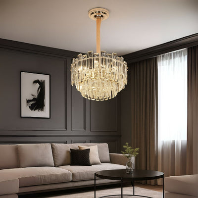 Crystal Chandelier FONTAINEBLEAU Elegance, 9x E14, Diameter 45cm, Gold, Adjustable Height