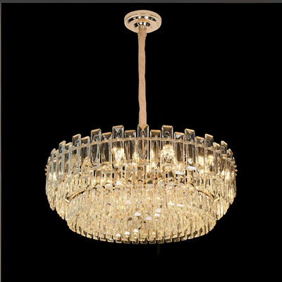 Crystal Chandelier FONTAINEBLEAU Supremo, 15x E14, Diameter 75cm, Gold, Adjustable Height