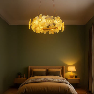 Cadenza Allegro Crystal Chandelier, 10x E14, Diameter 48cm, Adjustable Height, Gold