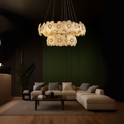 Cadenza Largo Crystal Chandelier, 33x E14, Diameter 76cm, Adjustable Height, Gold