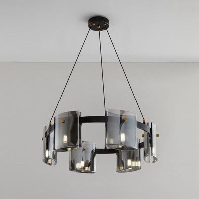 Modern Chandelier, Valmontreux Largo, 6xG9, Diameter 60cm, Black, Adjustable Height